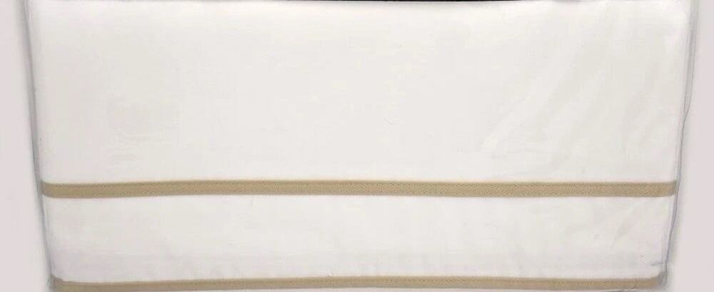 Ralph Lauren Spencer Border Sateen KING Duvet Cover White / Tan